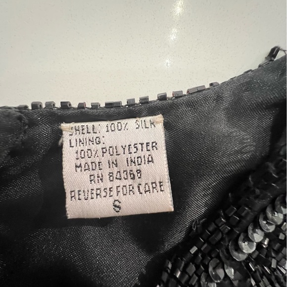 Vintage Laurence Kazar Womens Beaded Cocktail Dress Black Lined size small - Picture 8 of 12